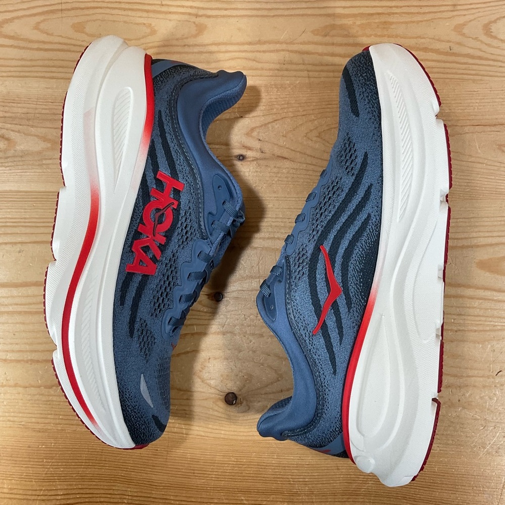 Hoka One One Bondi 9 Running Shoes Men’s 10.5 D Blue Red White 1162011 TDRC - Picture 6 of 9